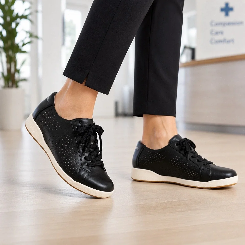 Dansko Orli Sneakers Womens EU 38 US 7.5-8 Black Nappa Leather Comfort Lace Up